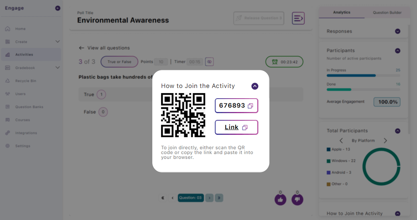 Live Polls Using a Poll or QR Code.