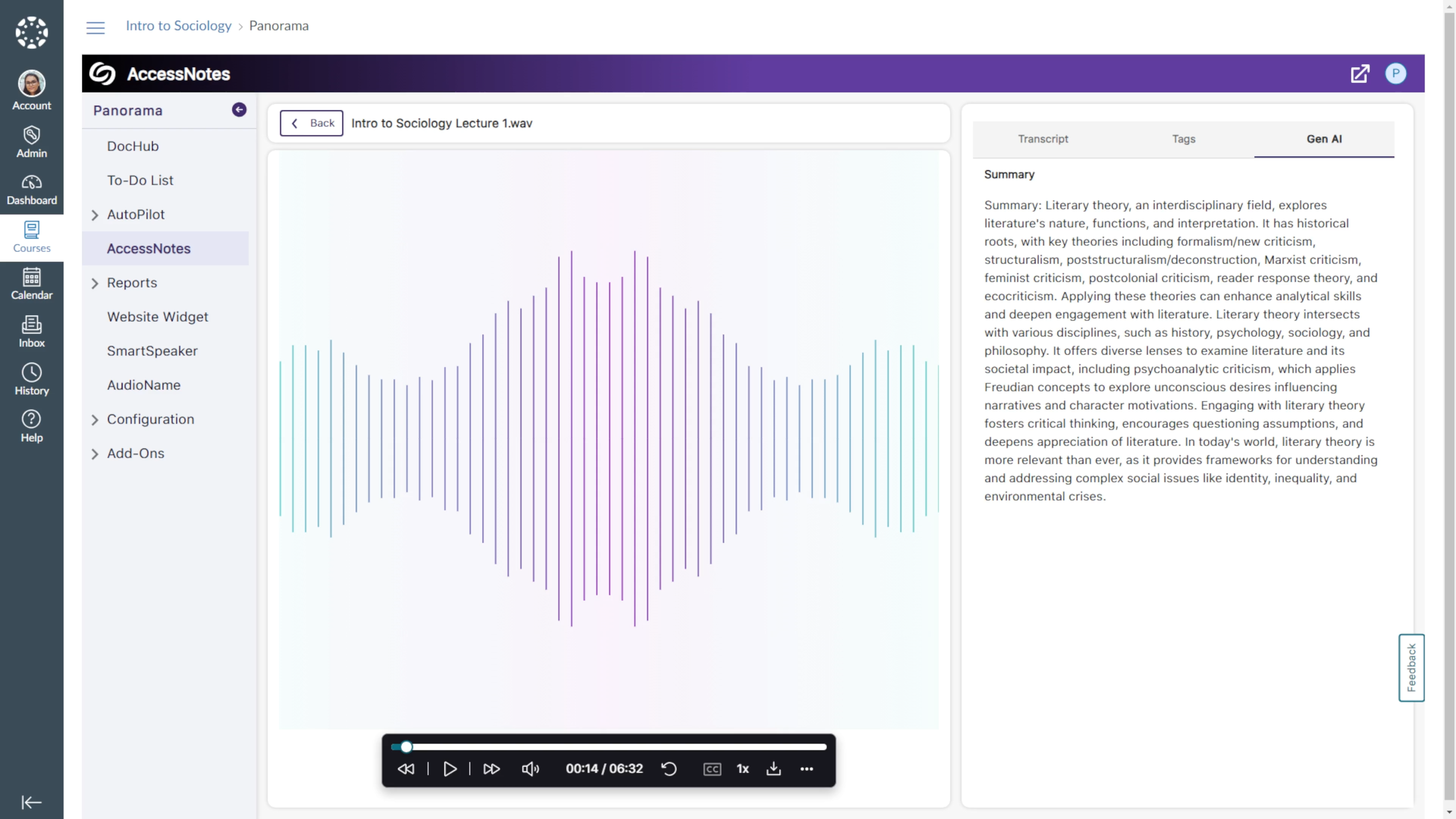 A text-based summary created using Gen AI in AccessNotes.