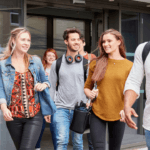 A group of students walking to class.