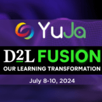 A flier for YuJa at D2L Fusion in July 2024