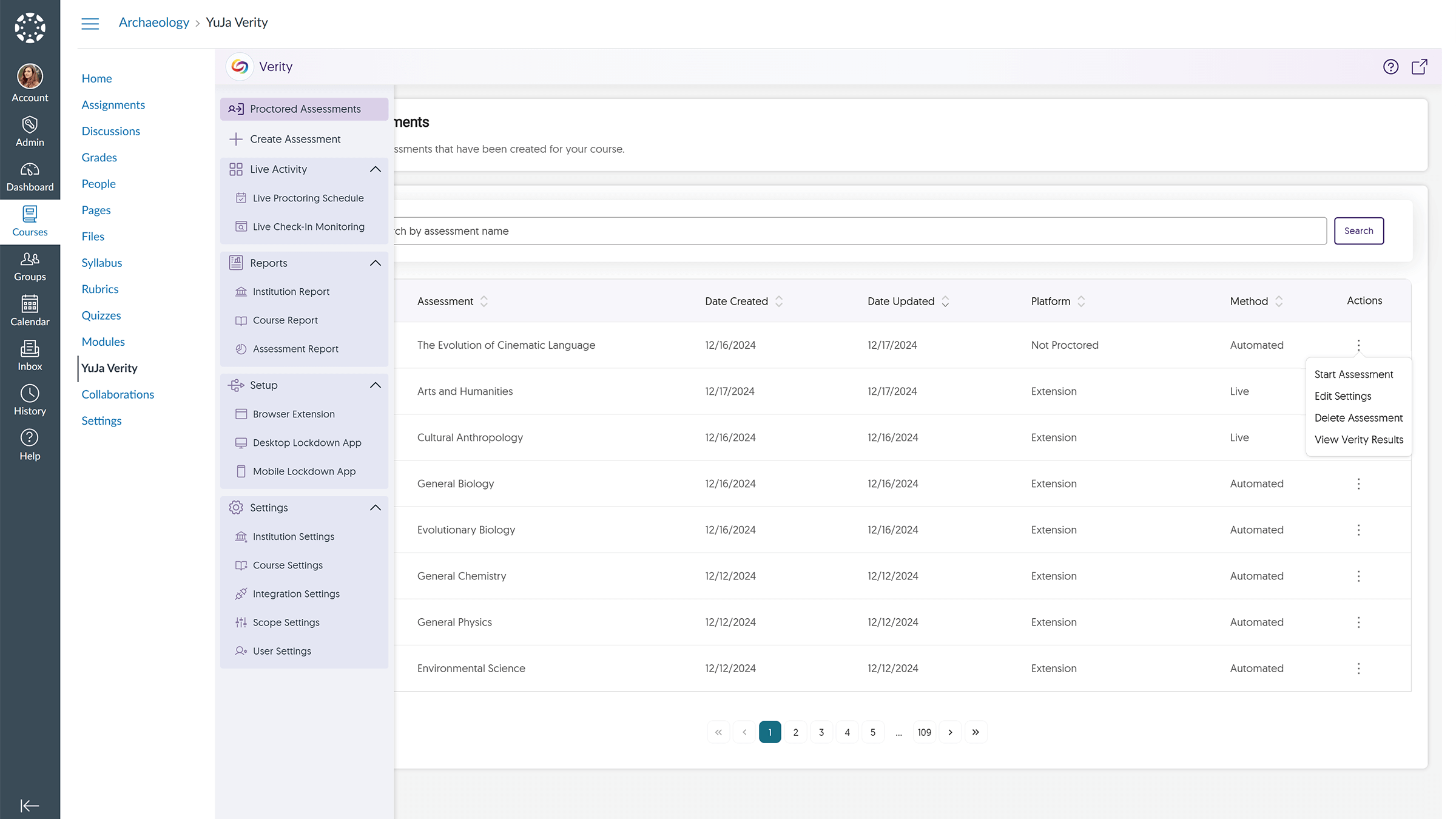 YuJa Verity for Test Proctoring shown in various LMS platforms.