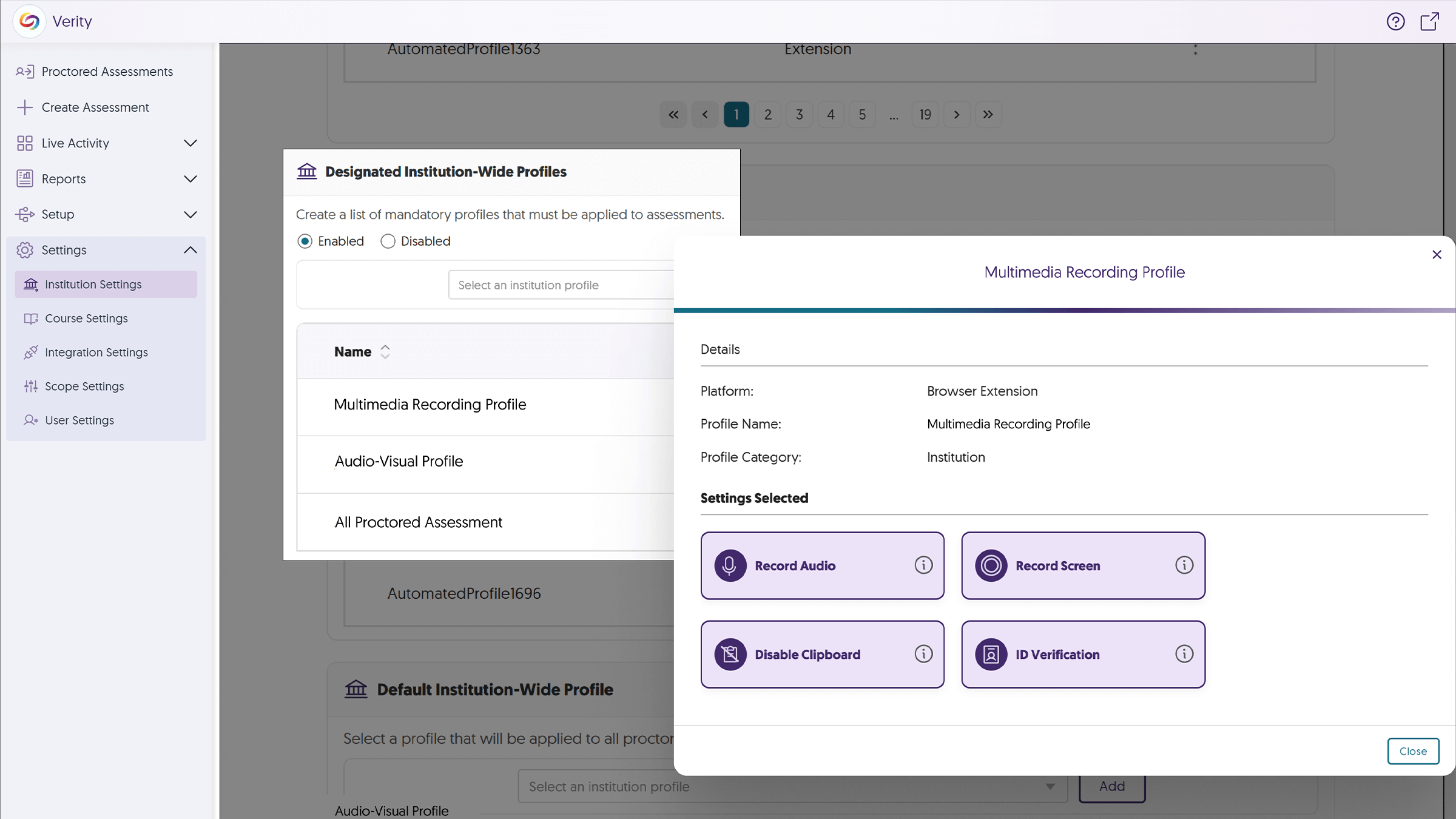 Designated Institution-Wide Profiles