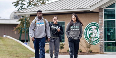 Students walking on the MCC campus.